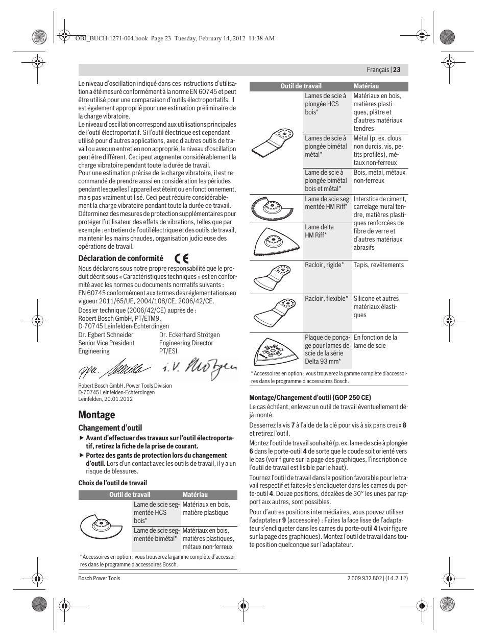 Montage | Bosch GOP 250 CE Professional User Manual | Page 23 / 199