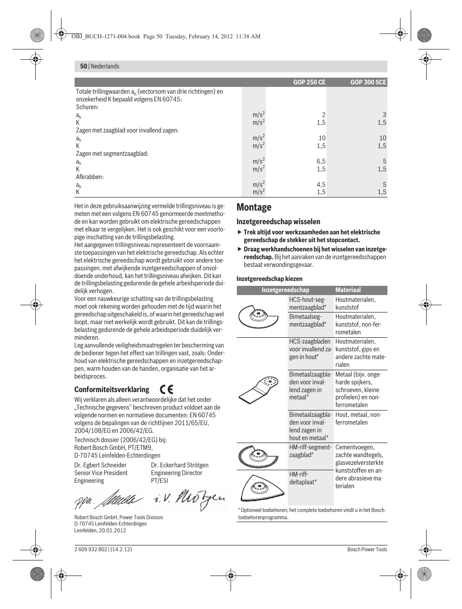 Montage | Bosch GOP 250 CE Professional User Manual | Page 50 / 199