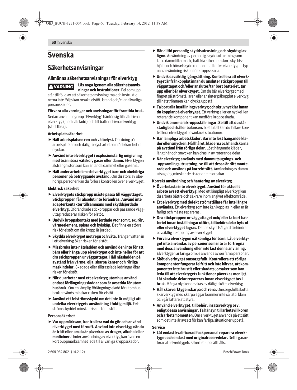 Svenska, Säkerhetsanvisningar | Bosch GOP 250 CE Professional User Manual | Page 60 / 199