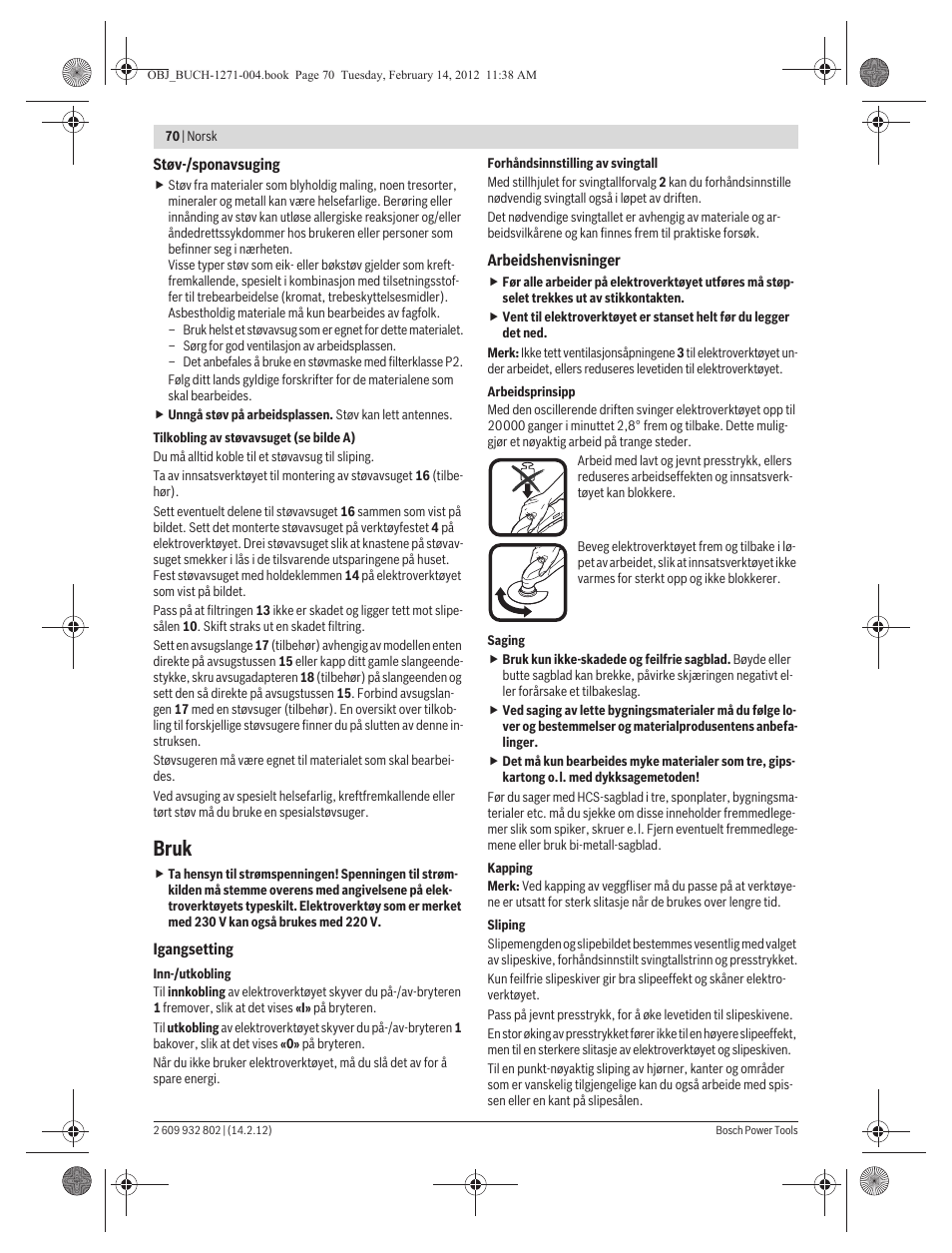 Bruk | Bosch GOP 250 CE Professional User Manual | Page 70 / 199