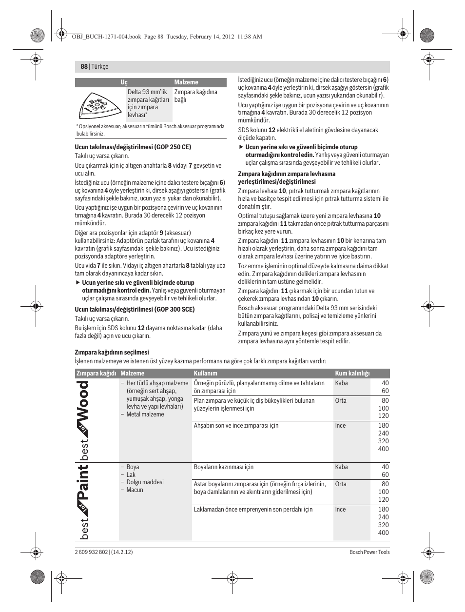 Bosch GOP 250 CE Professional User Manual | Page 88 / 199