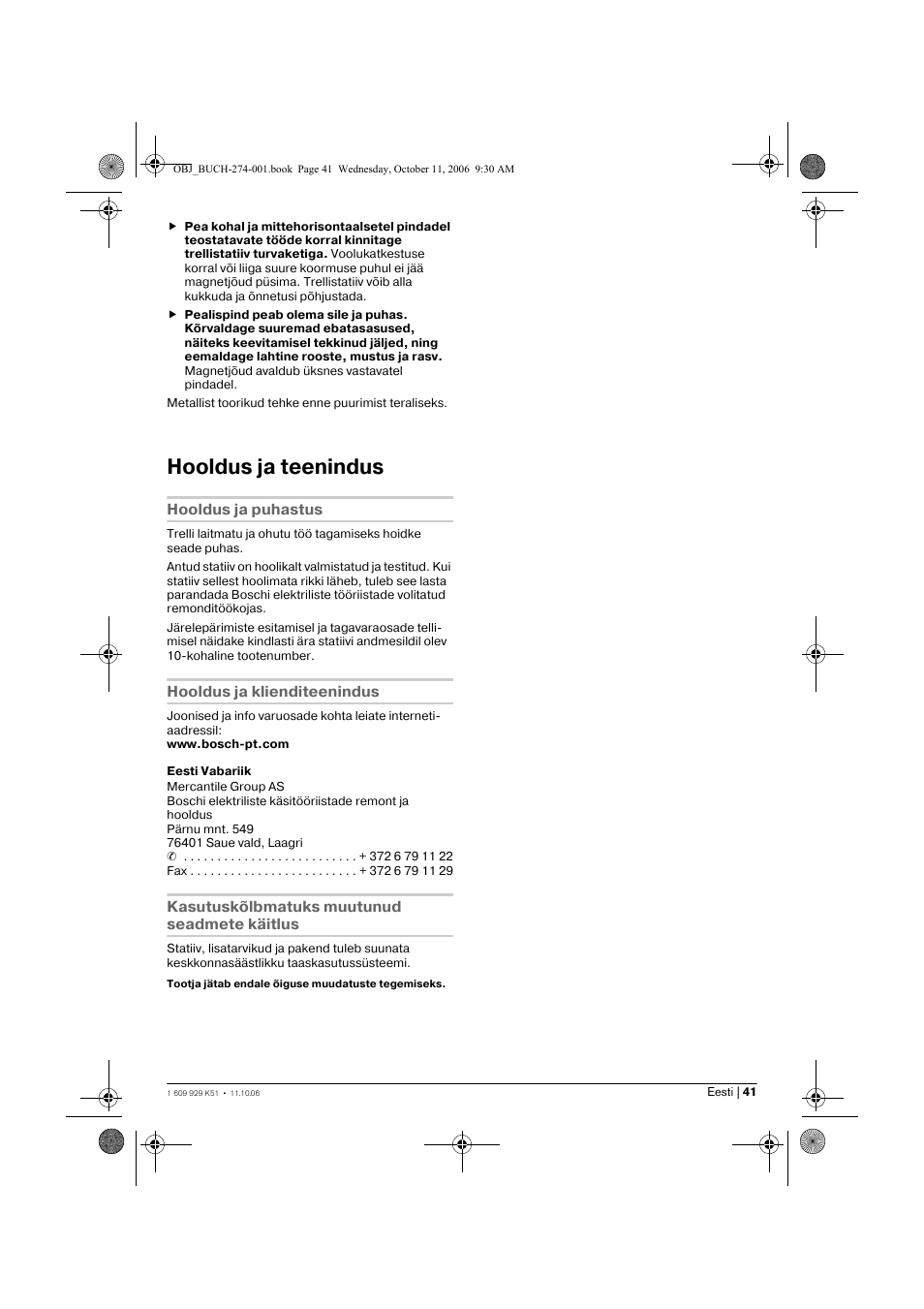 Hooldus ja teenindus | Bosch GMB 32 Professional User Manual | Page 41 / 48