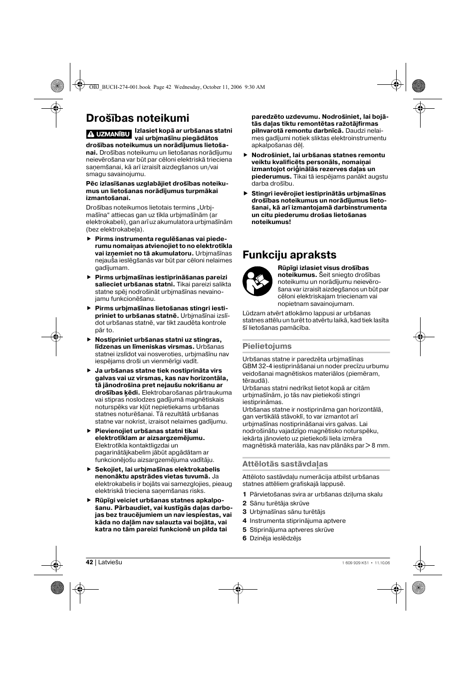 Funkciju apraksts | Bosch GMB 32 Professional User Manual | Page 42 / 48