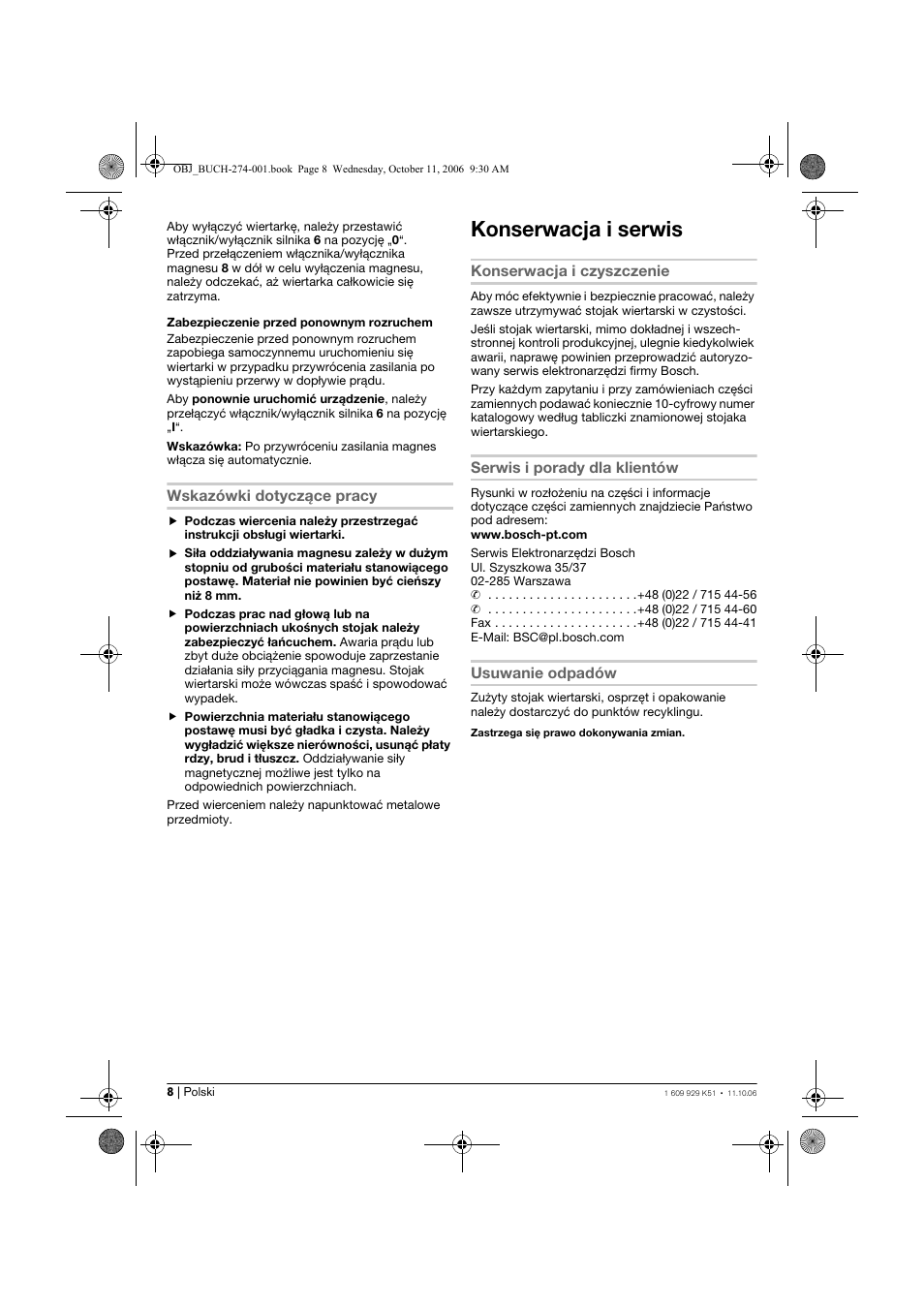 Konserwacja i serwis | Bosch GMB 32 Professional User Manual | Page 8 / 48