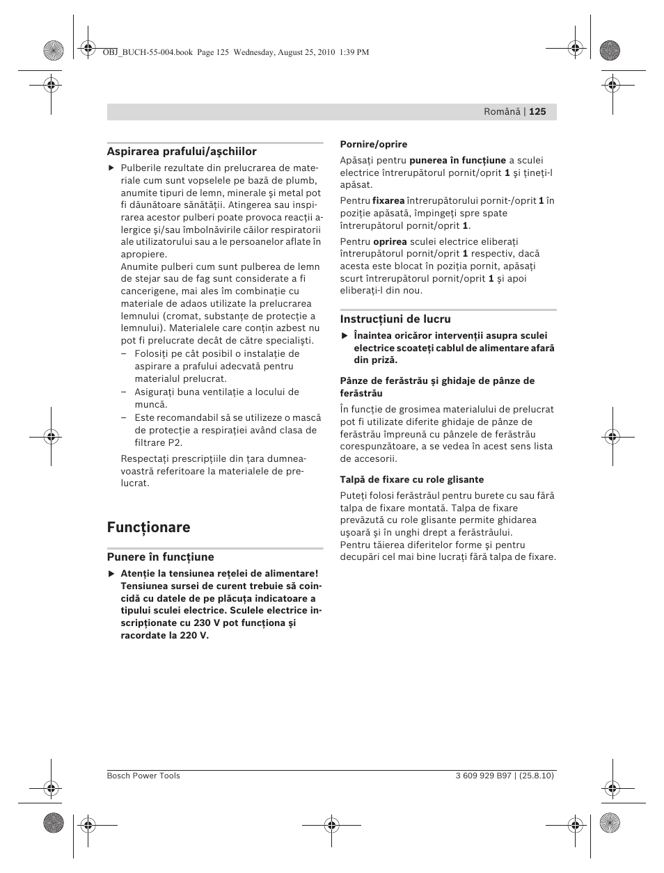 Funcţionare | Bosch GSG 300 Professional User Manual | Page 125 / 179