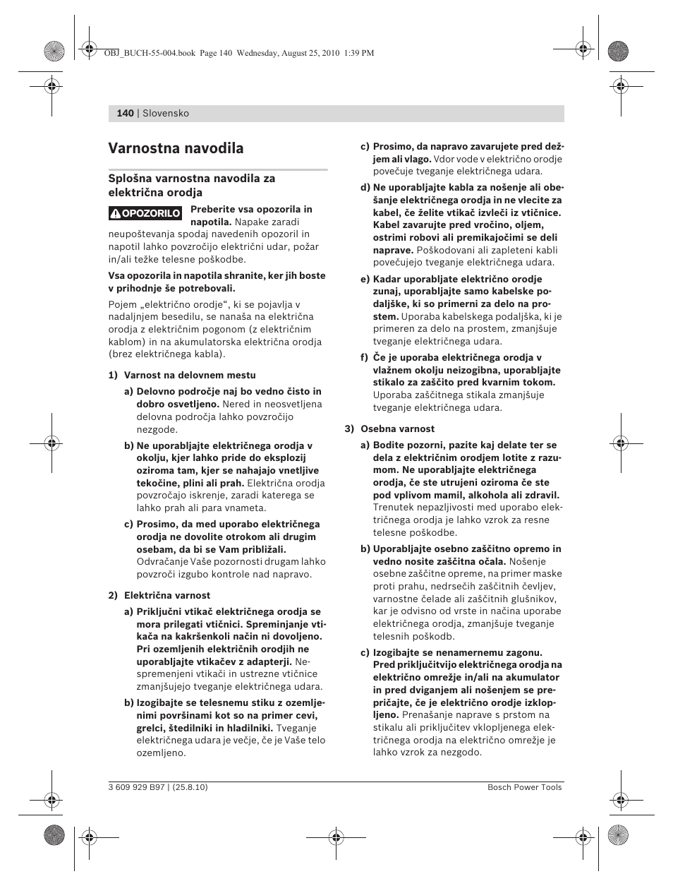 Varnostna navodila | Bosch GSG 300 Professional User Manual | Page 140 / 179