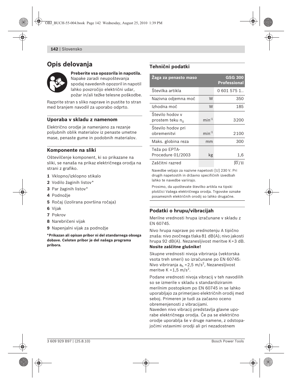 Opis delovanja | Bosch GSG 300 Professional User Manual | Page 142 / 179