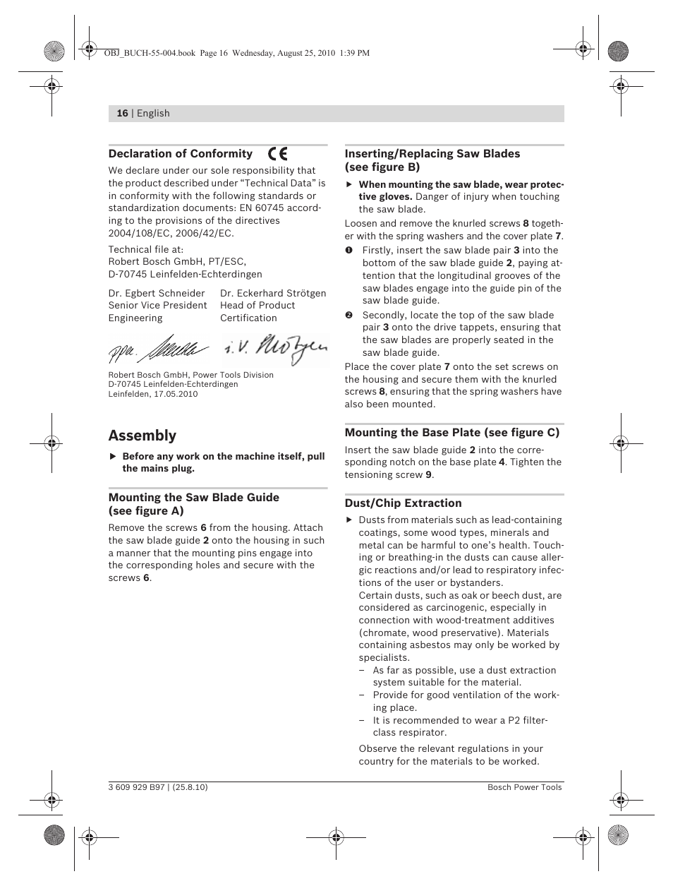 Assembly | Bosch GSG 300 Professional User Manual | Page 16 / 179