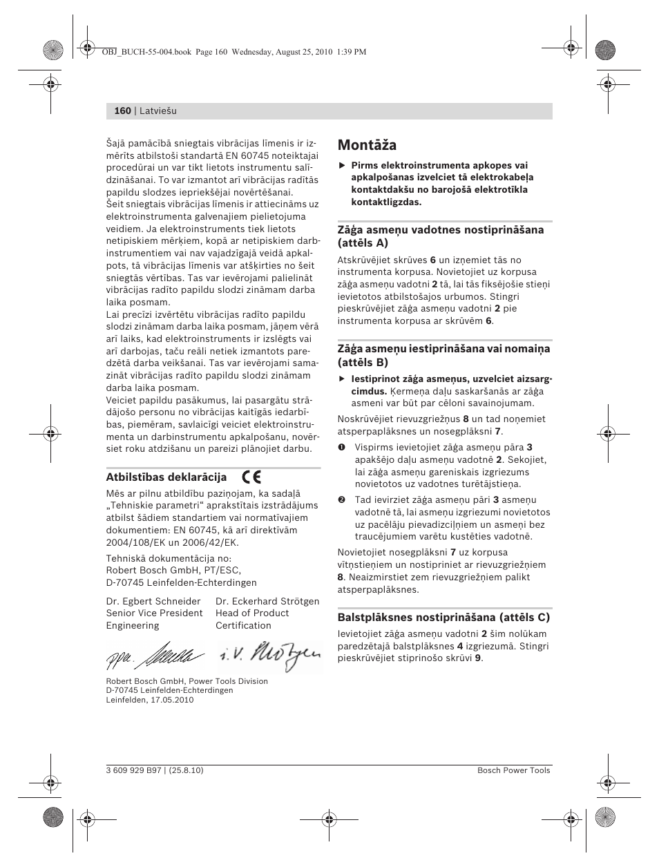 Montāža | Bosch GSG 300 Professional User Manual | Page 160 / 179