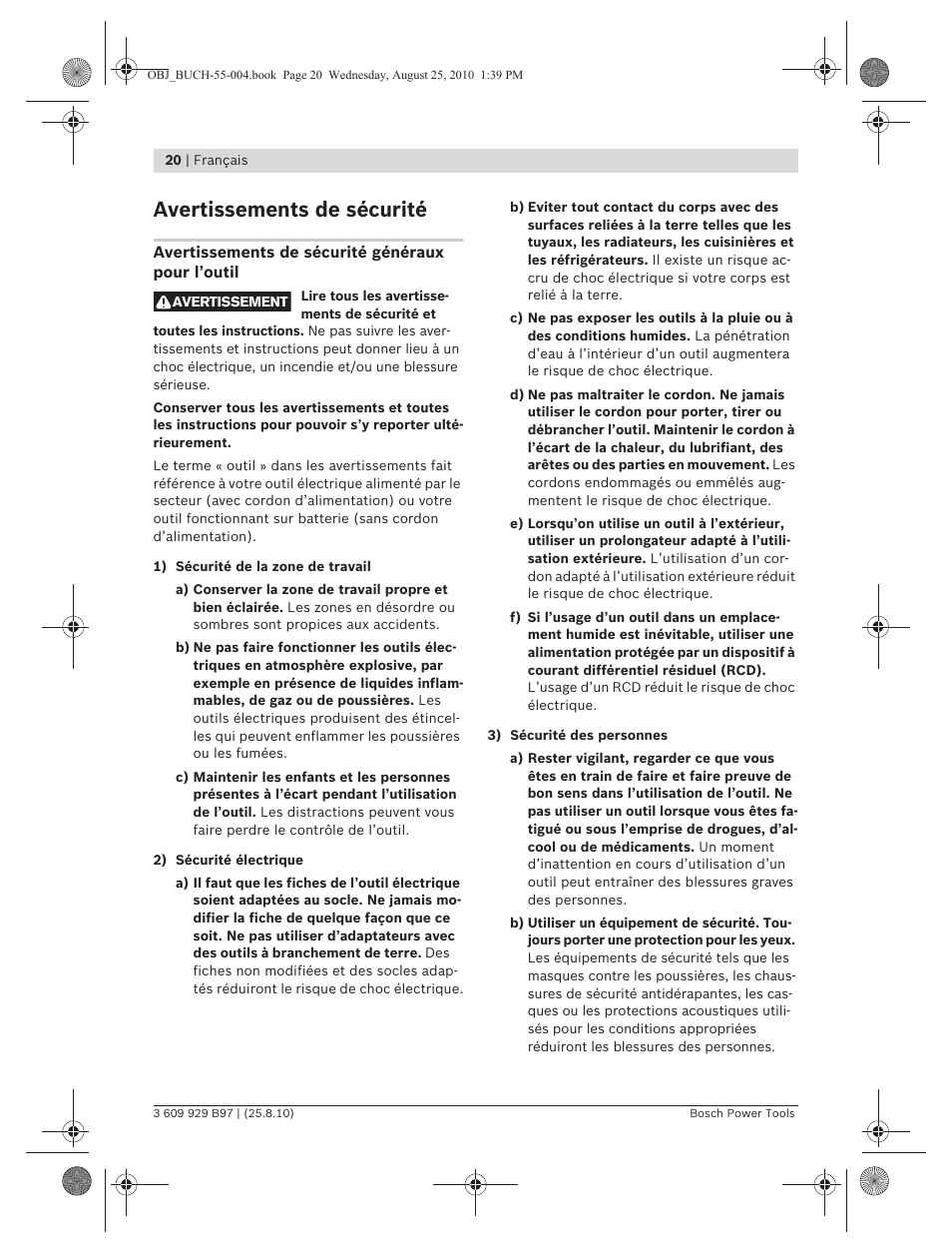 Avertissements de sécurité | Bosch GSG 300 Professional User Manual | Page 20 / 179