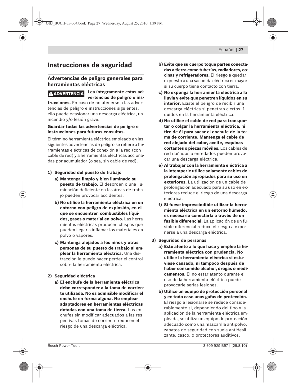 Instrucciones de seguridad | Bosch GSG 300 Professional User Manual | Page 27 / 179