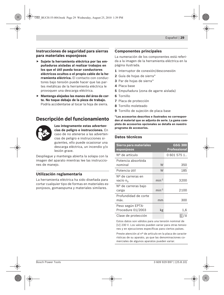 Descripción del funcionamiento | Bosch GSG 300 Professional User Manual | Page 29 / 179