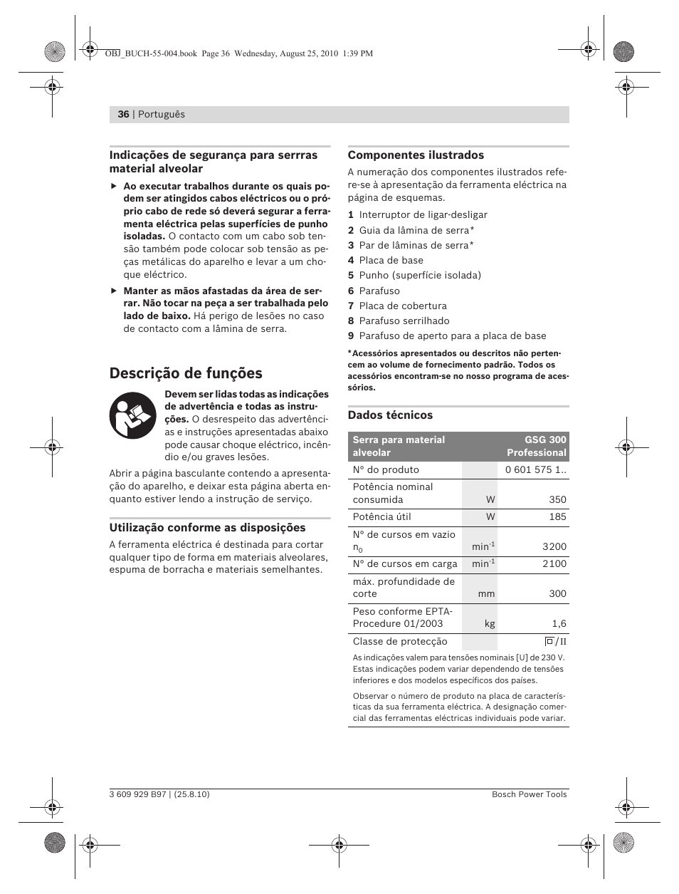 Descrição de funções | Bosch GSG 300 Professional User Manual | Page 36 / 179