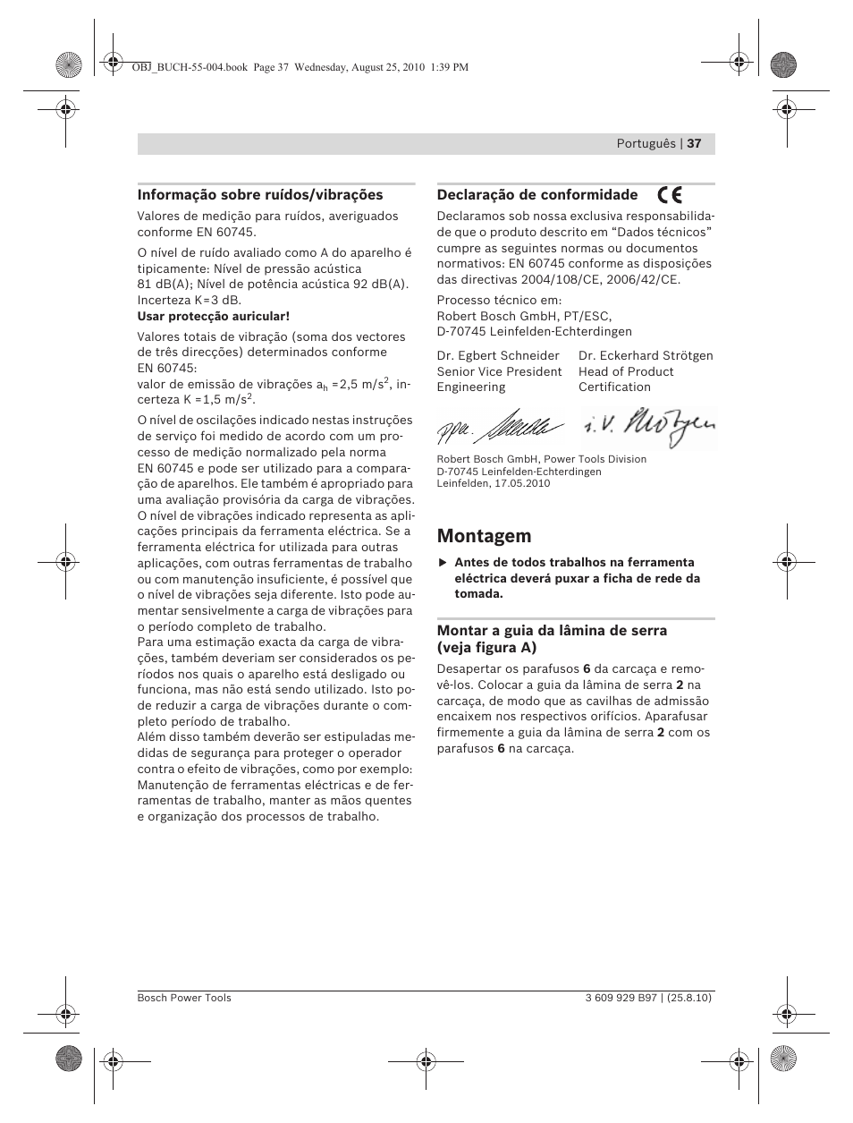 Montagem | Bosch GSG 300 Professional User Manual | Page 37 / 179