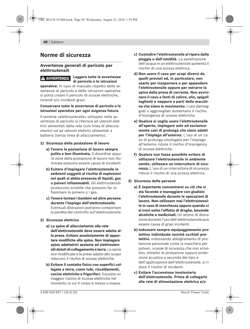 Norme di sicurezza | Bosch GSG 300 Professional User Manual | Page 40 / 179