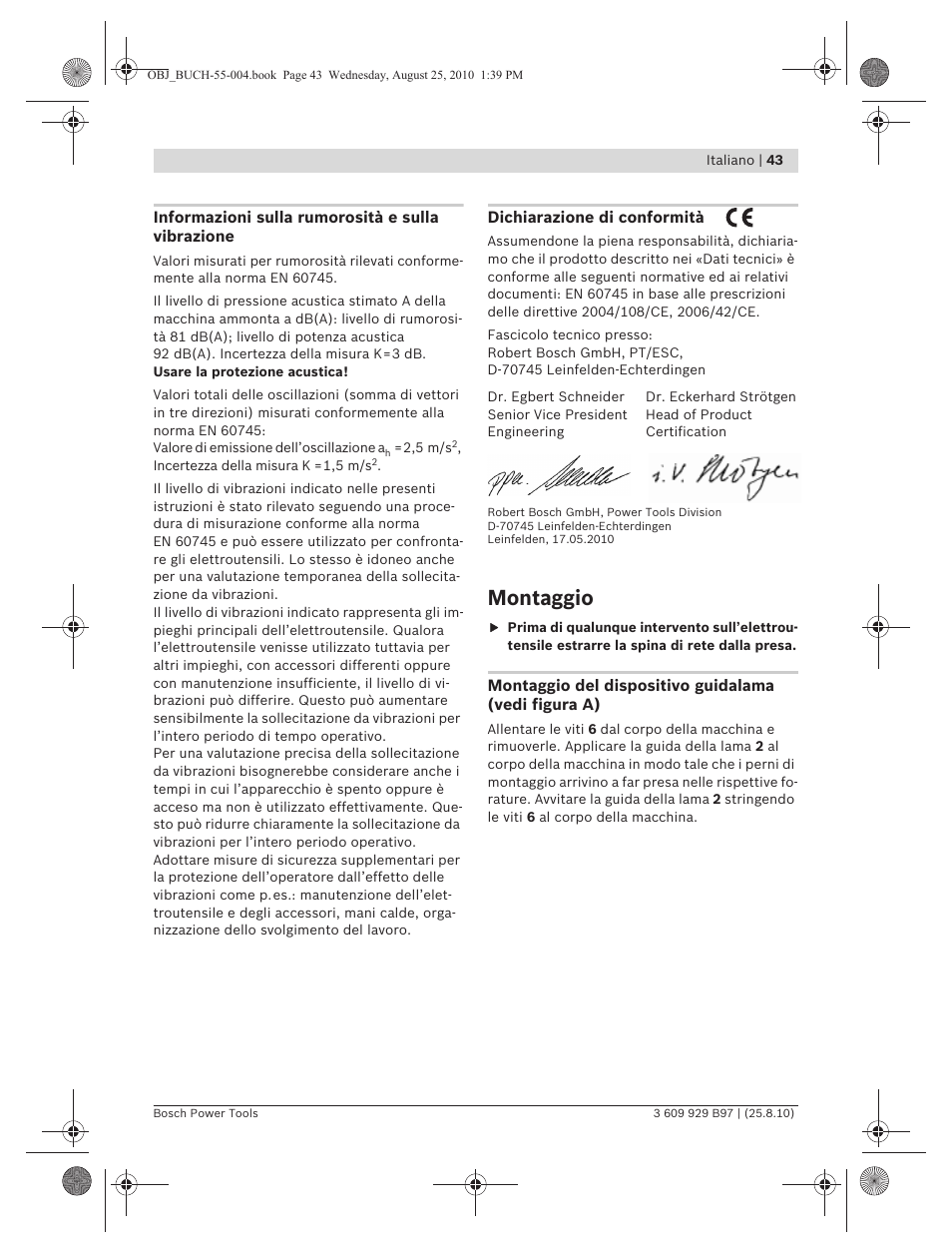 Montaggio | Bosch GSG 300 Professional User Manual | Page 43 / 179