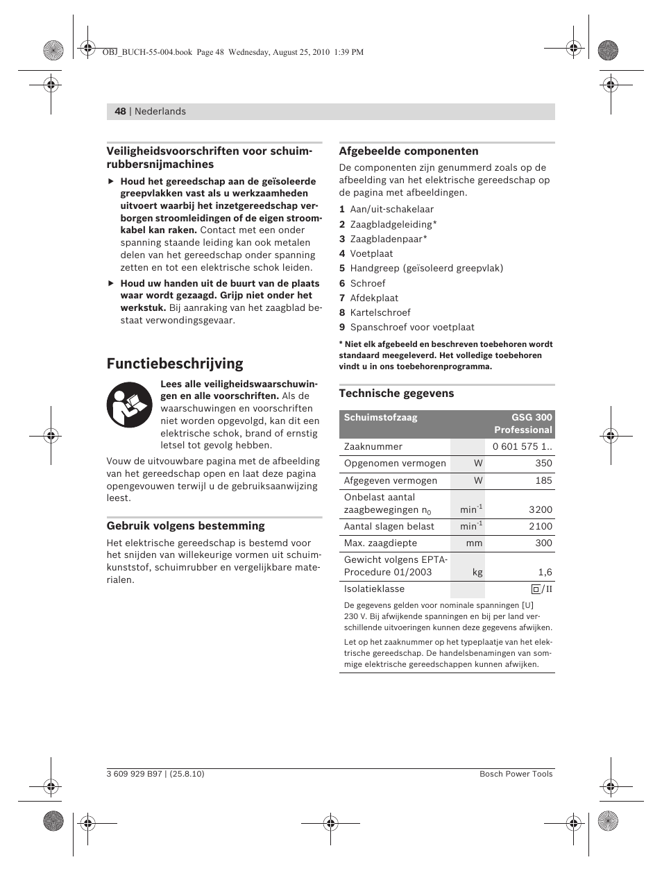 Functiebeschrijving | Bosch GSG 300 Professional User Manual | Page 48 / 179