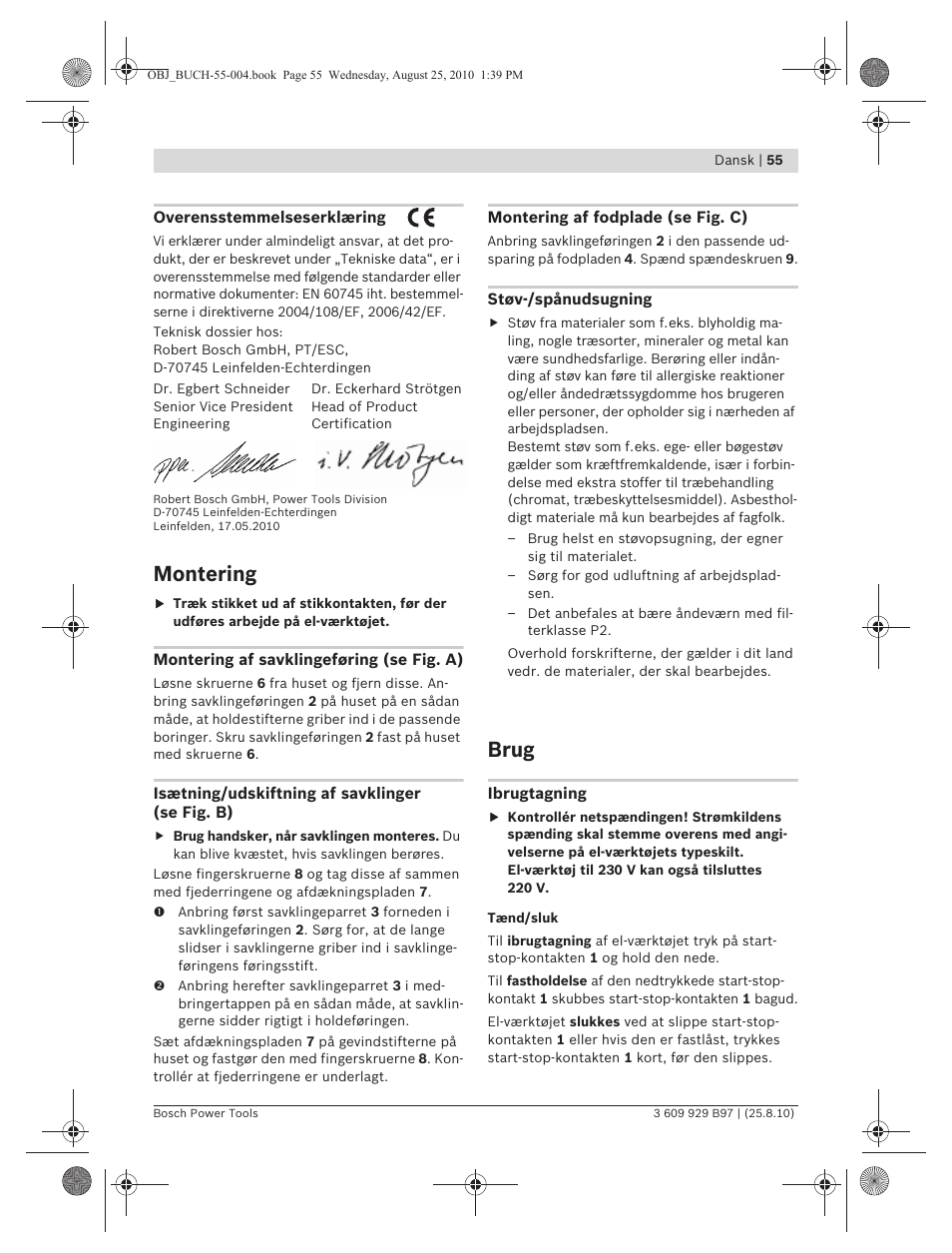 Montering, Brug | Bosch GSG 300 Professional User Manual | Page 55 / 179