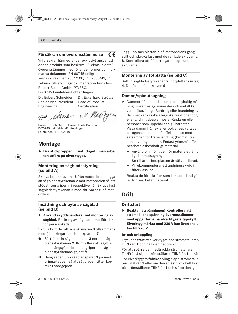 Montage, Drift | Bosch GSG 300 Professional User Manual | Page 60 / 179