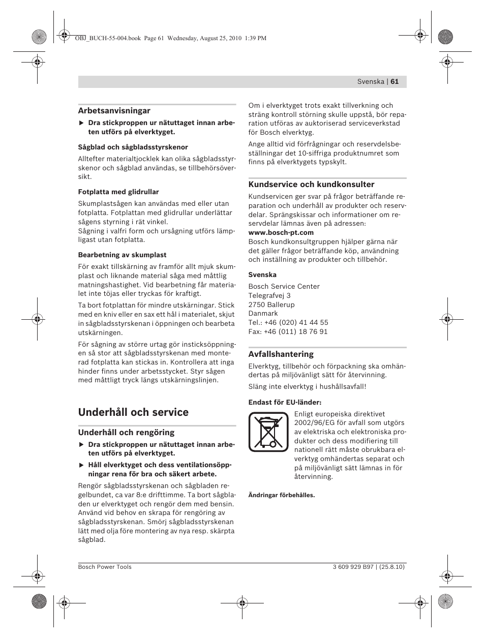 Underhåll och service | Bosch GSG 300 Professional User Manual | Page 61 / 179