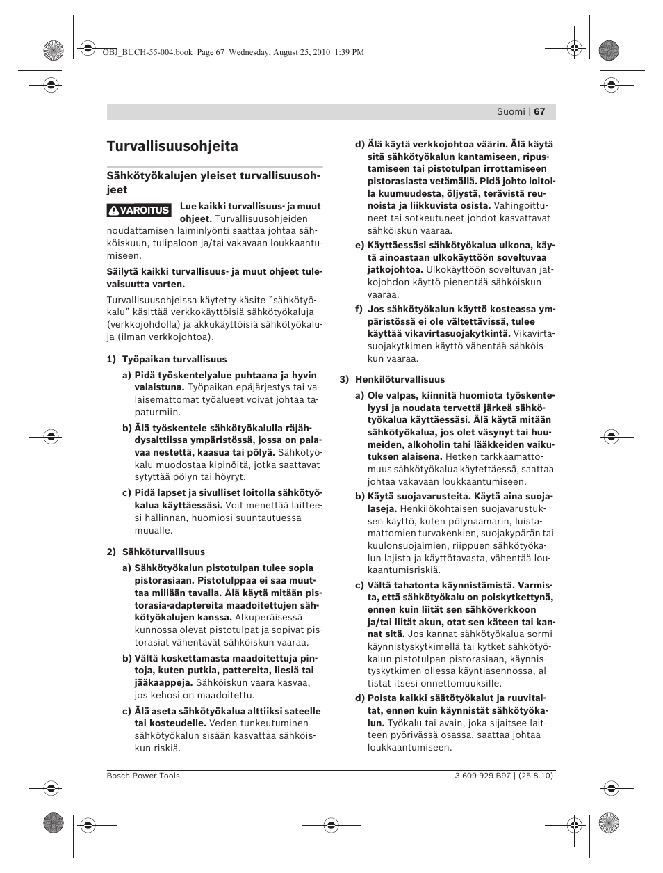 Turvallisuusohjeita | Bosch GSG 300 Professional User Manual | Page 67 / 179