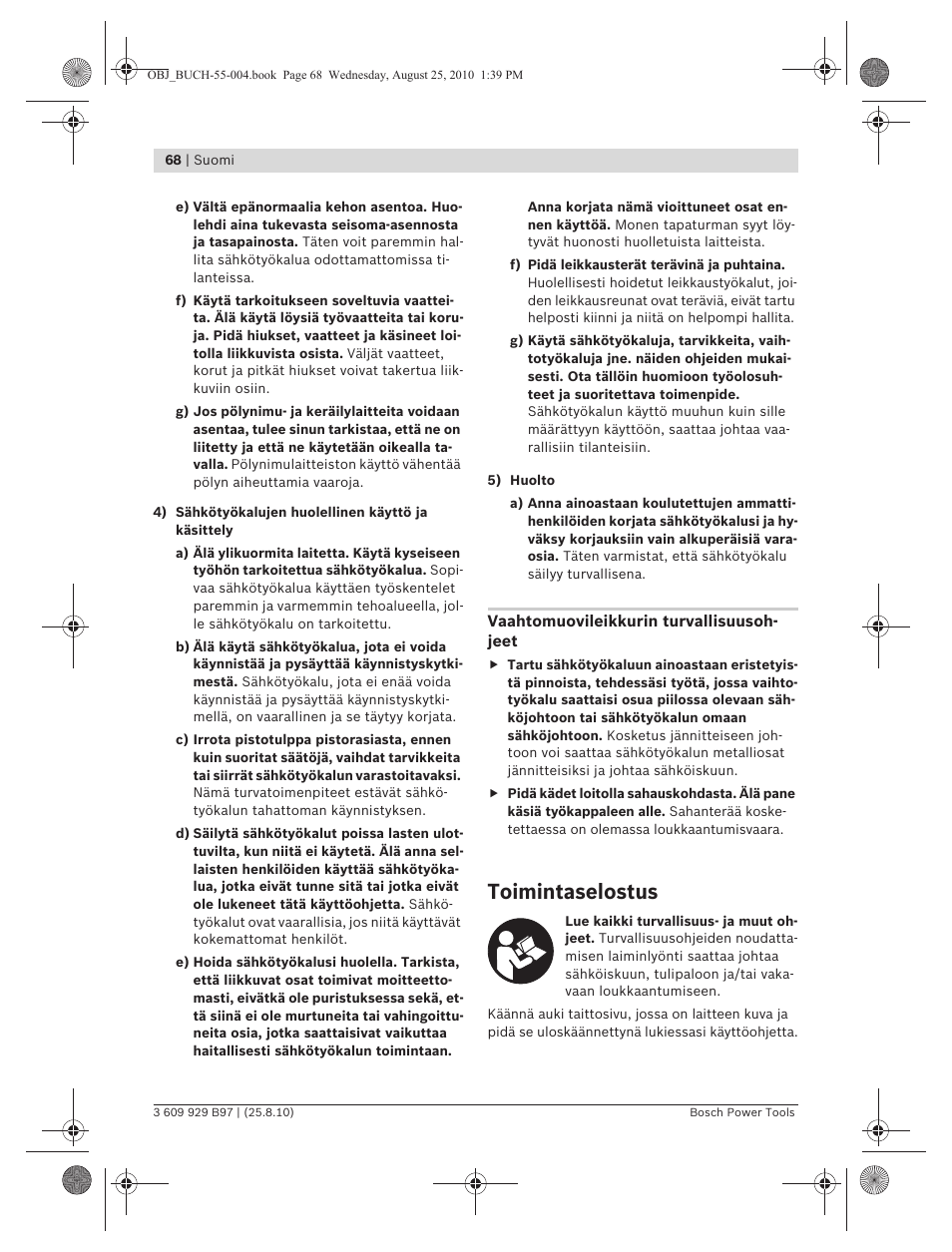 Toimintaselostus | Bosch GSG 300 Professional User Manual | Page 68 / 179