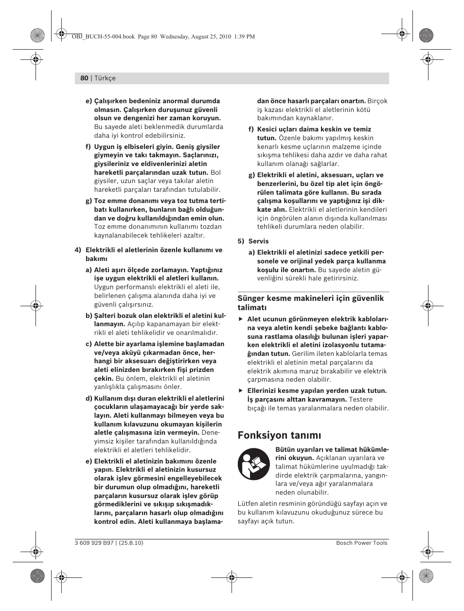 Fonksiyon tan m | Bosch GSG 300 Professional User Manual | Page 80 / 179