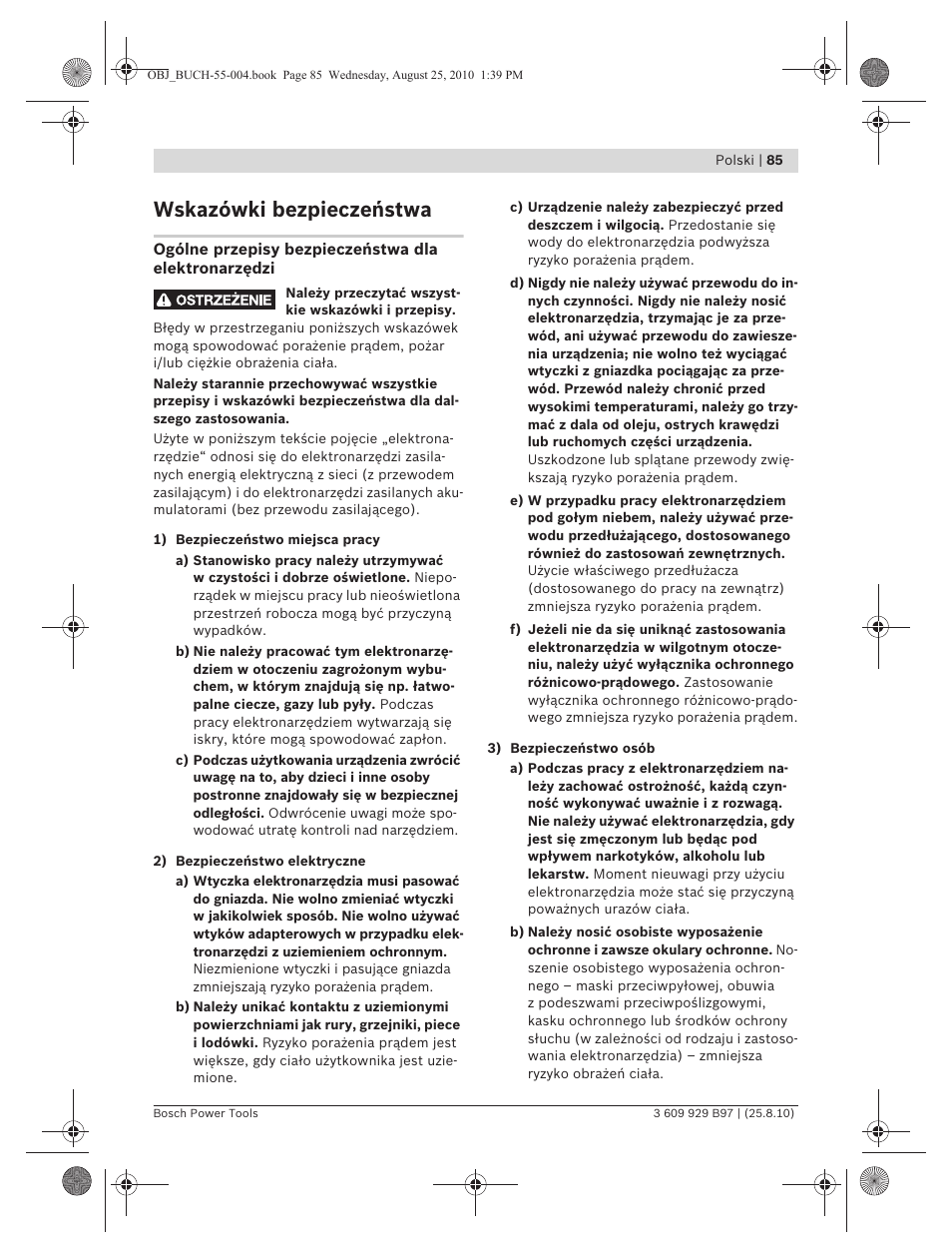 Wskazówki bezpieczeństwa | Bosch GSG 300 Professional User Manual | Page 85 / 179