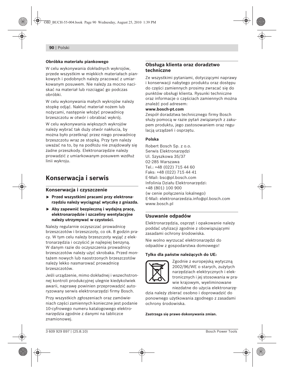 Konserwacja i serwis | Bosch GSG 300 Professional User Manual | Page 90 / 179