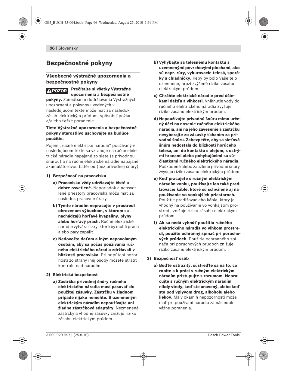 Bezpečnostné pokyny | Bosch GSG 300 Professional User Manual | Page 96 / 179