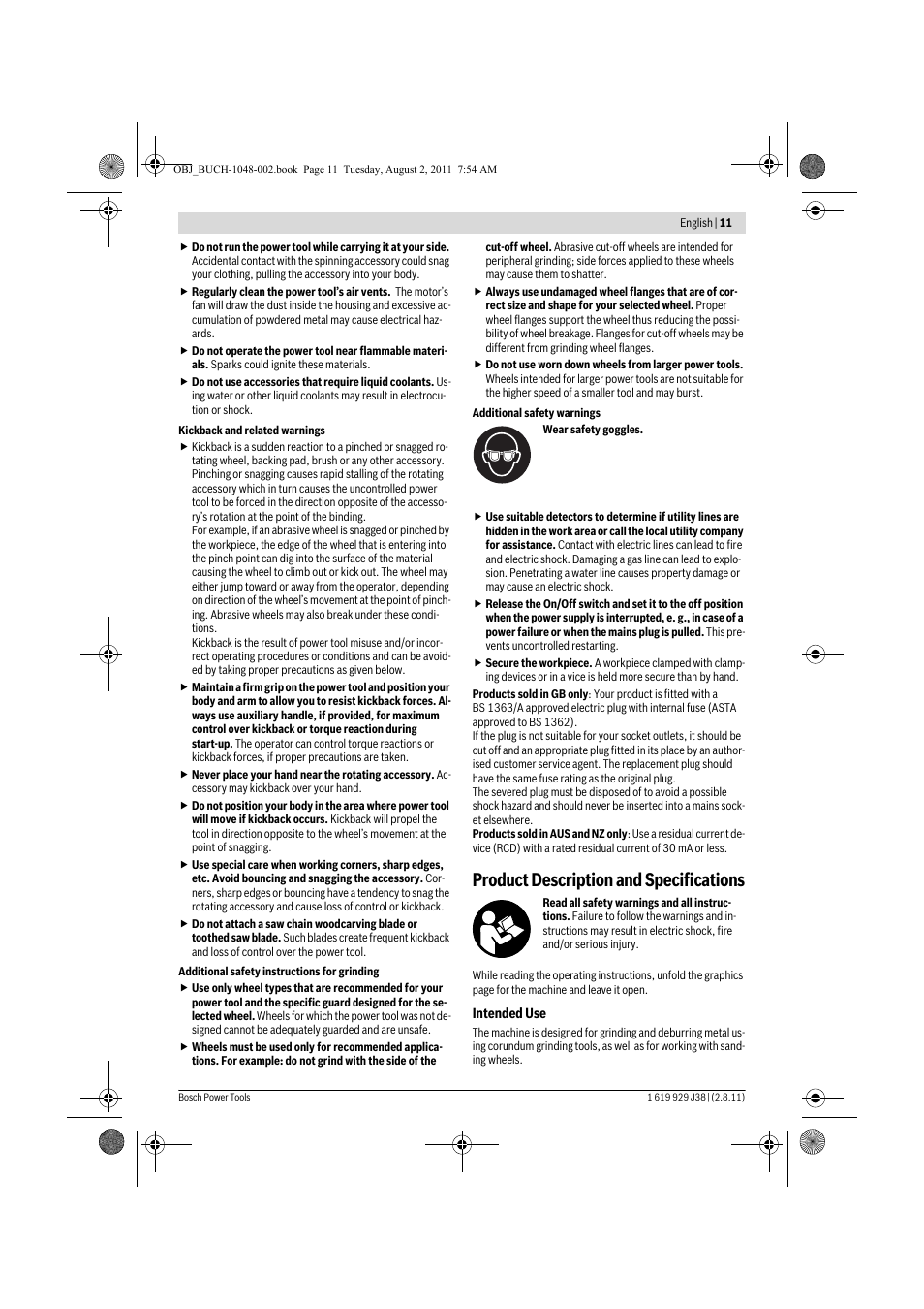 Product description and specifications | Bosch GGS 16 Professional User Manual | Page 11 / 153