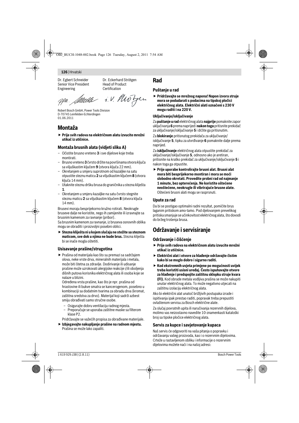 Montaža, Održavanje i servisiranje | Bosch GGS 16 Professional User Manual | Page 126 / 153