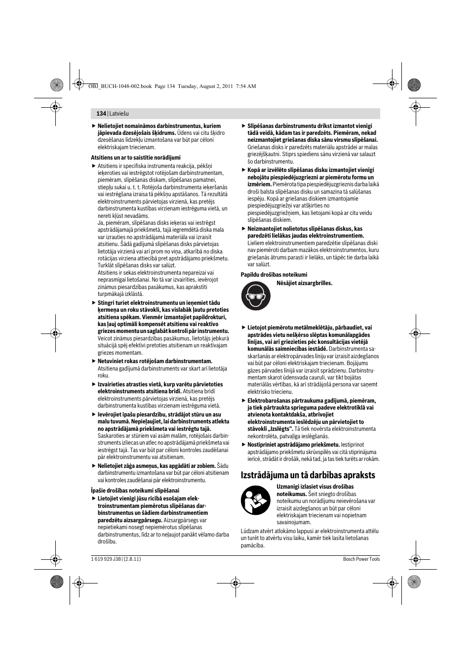 Izstrādājuma un tā darbības apraksts | Bosch GGS 16 Professional User Manual | Page 134 / 153
