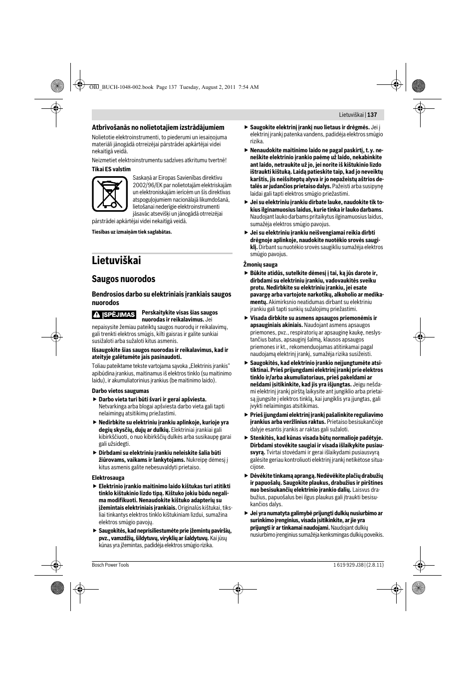 Lietuviškai, Saugos nuorodos | Bosch GGS 16 Professional User Manual | Page 137 / 153
