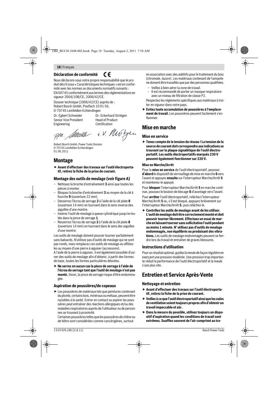 Montage, Mise en marche, Entretien et service après-vente | Bosch GGS 16 Professional User Manual | Page 18 / 153