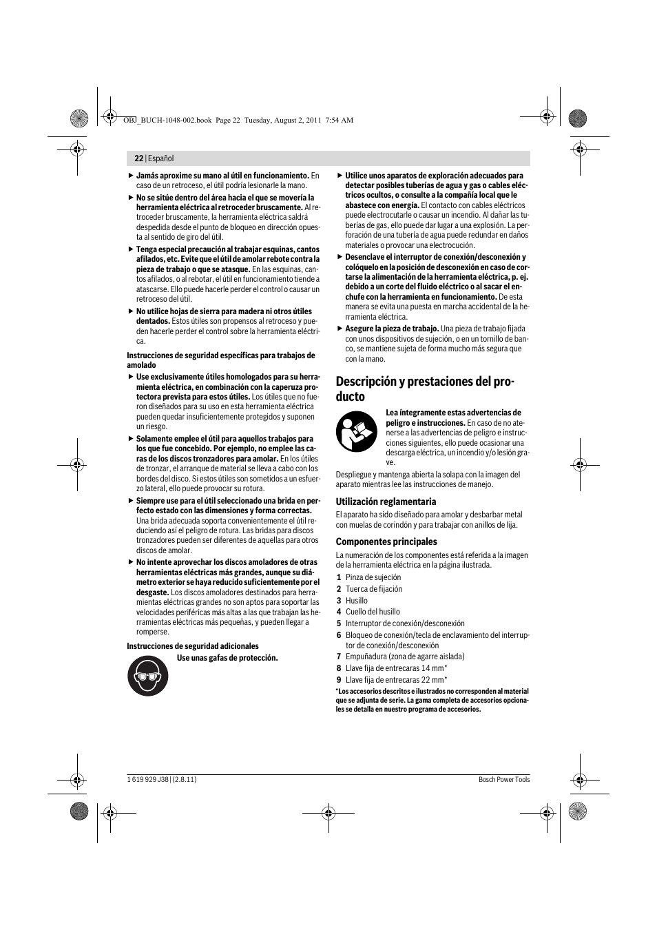 Descripción y prestaciones del pro- ducto | Bosch GGS 16 Professional User Manual | Page 22 / 153