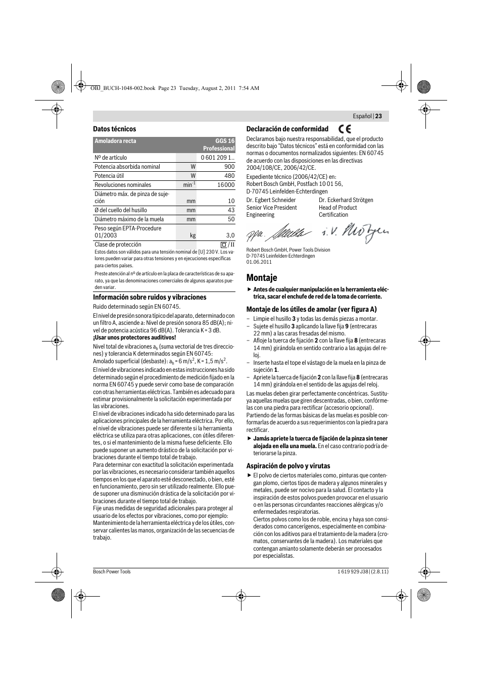 Montaje | Bosch GGS 16 Professional User Manual | Page 23 / 153