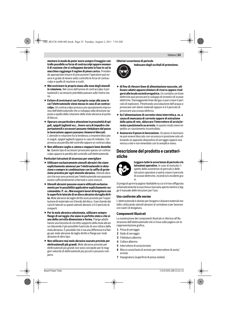 Descrizione del prodotto e caratteri- stiche | Bosch GGS 16 Professional User Manual | Page 33 / 153