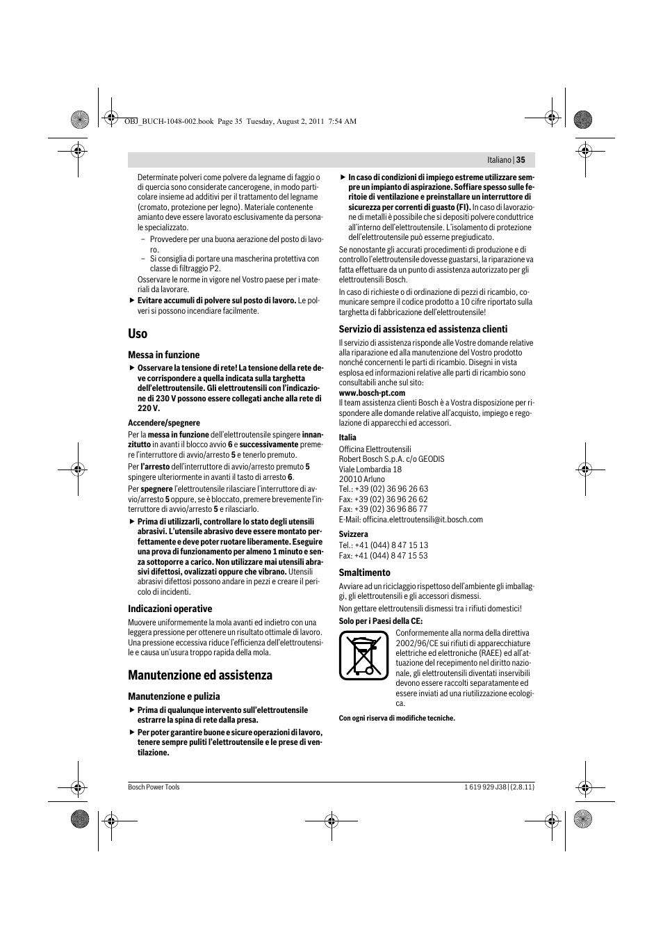 Manutenzione ed assistenza | Bosch GGS 16 Professional User Manual | Page 35 / 153