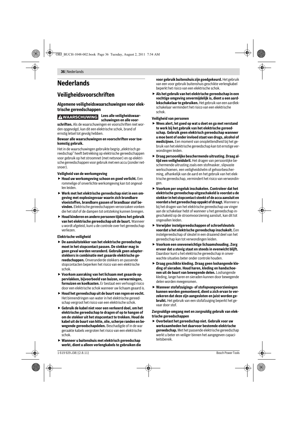 Nederlands, Veiligheidsvoorschriften | Bosch GGS 16 Professional User Manual | Page 36 / 153