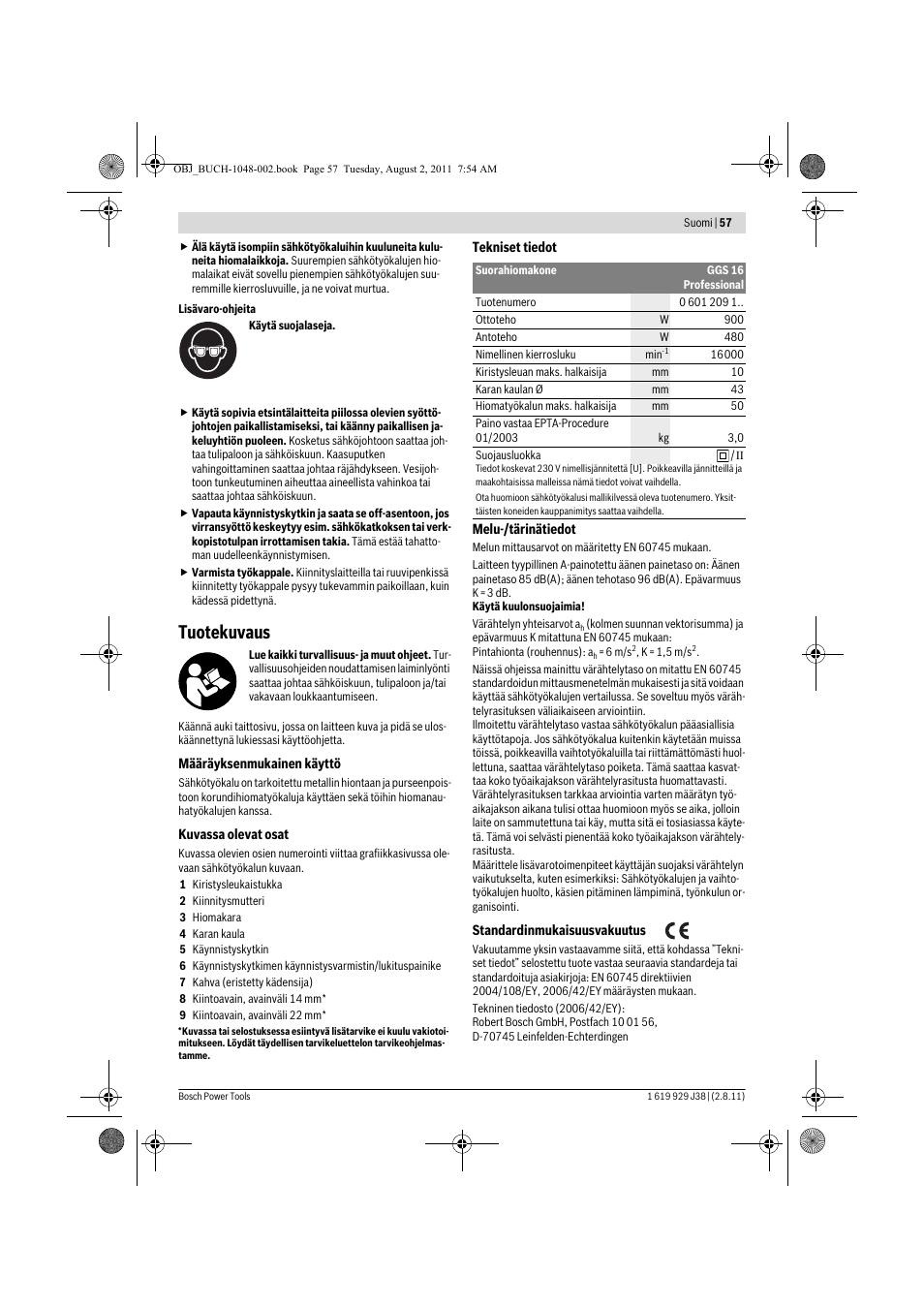 Tuotekuvaus | Bosch GGS 16 Professional User Manual | Page 57 / 153