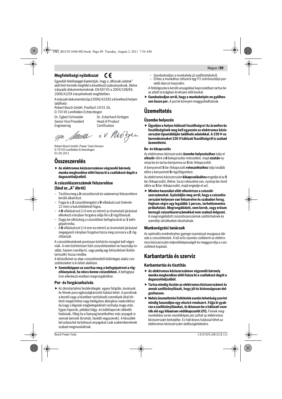 Összeszerelés, Üzemeltetés, Karbantartás és szerviz | Bosch GGS 16 Professional User Manual | Page 89 / 153