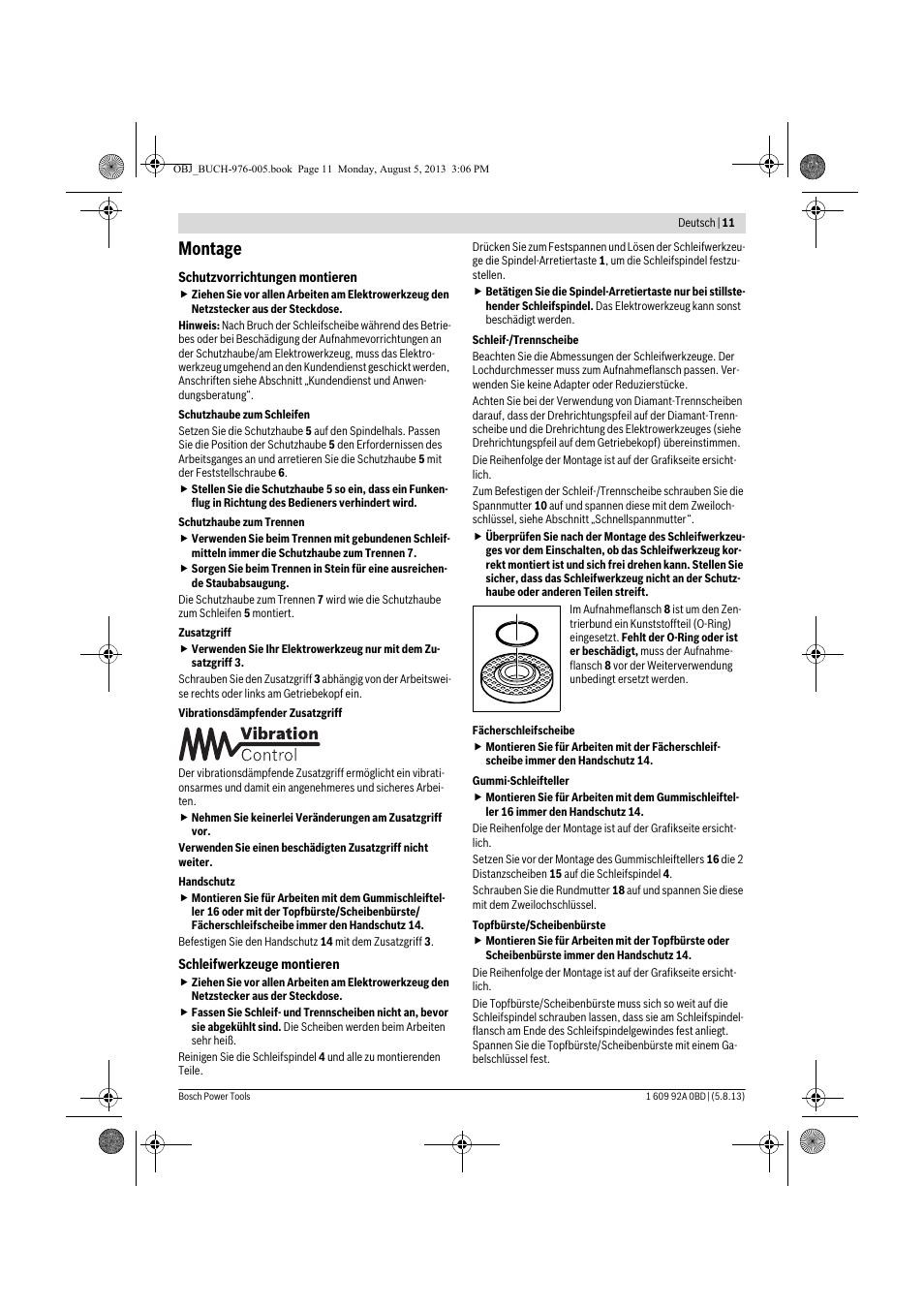 Montage | Bosch PWS 20-230 J User Manual | Page 11 / 267