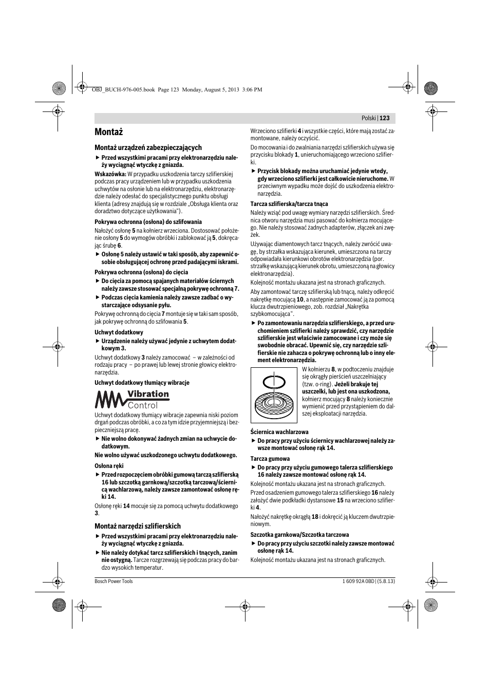 Montaż | Bosch PWS 20-230 J User Manual | Page 123 / 267