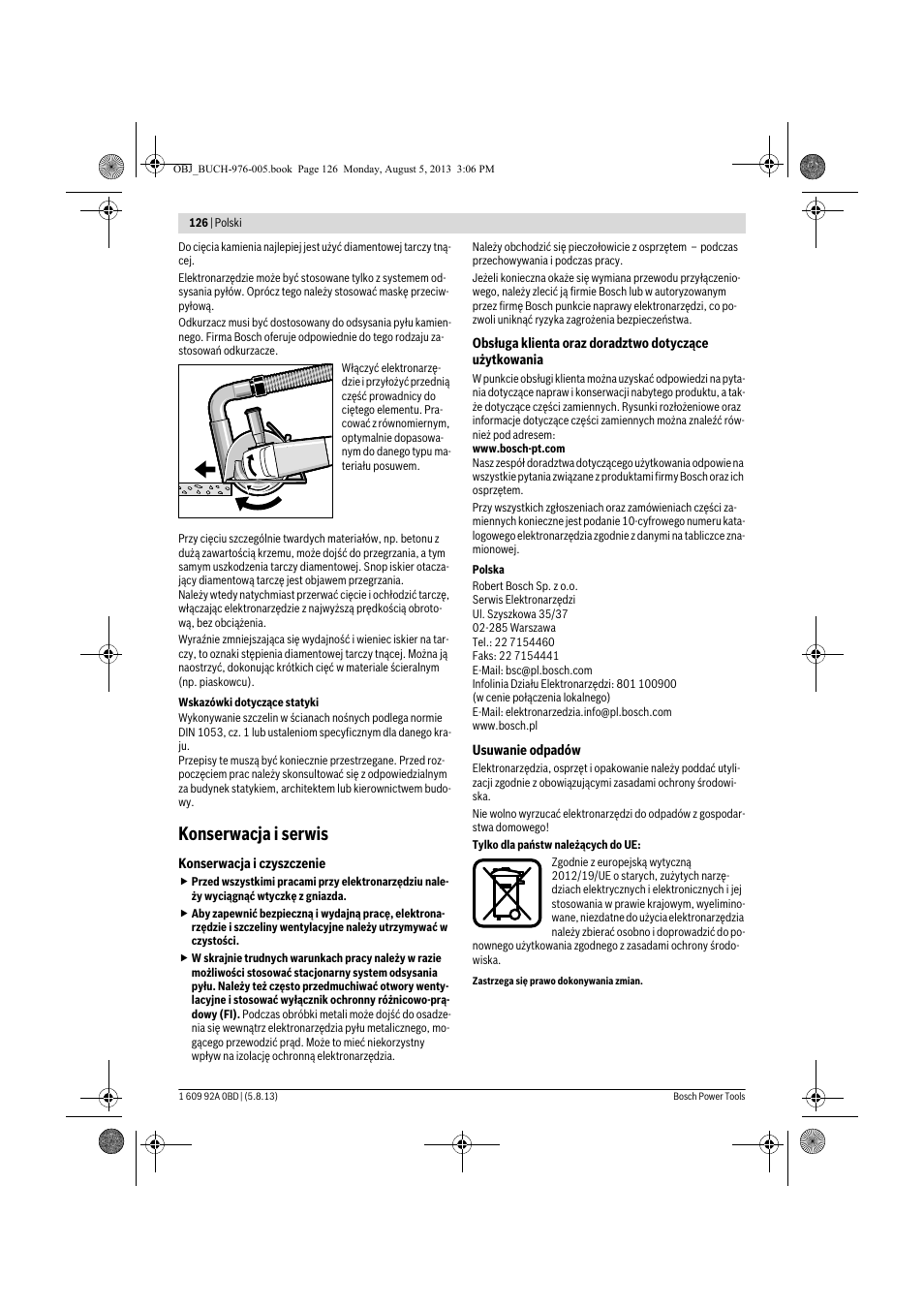 Konserwacja i serwis | Bosch PWS 20-230 J User Manual | Page 126 / 267