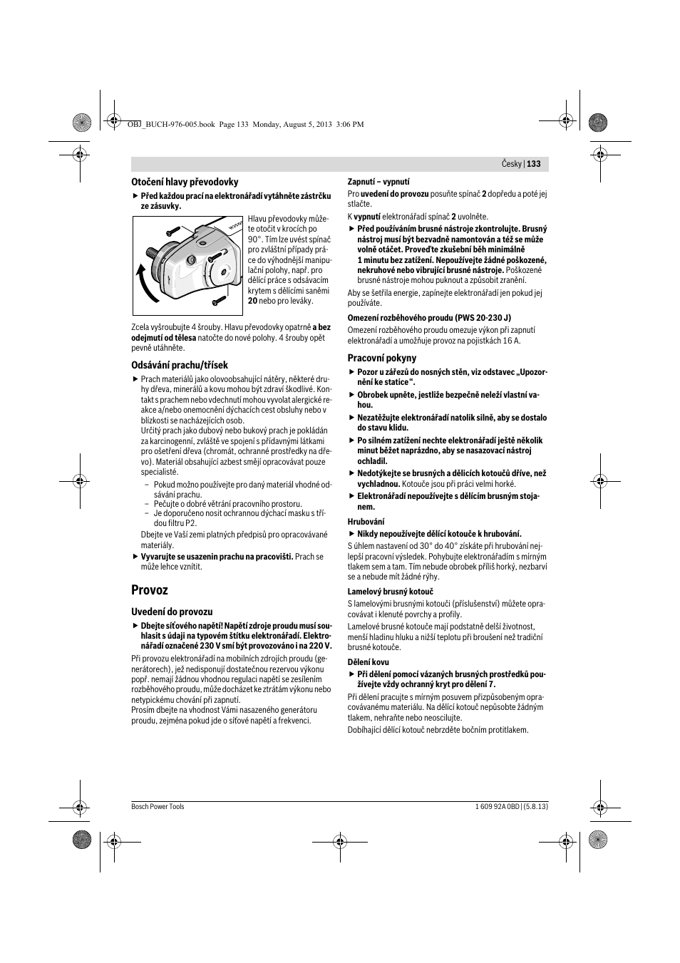 Provoz | Bosch PWS 20-230 J User Manual | Page 133 / 267