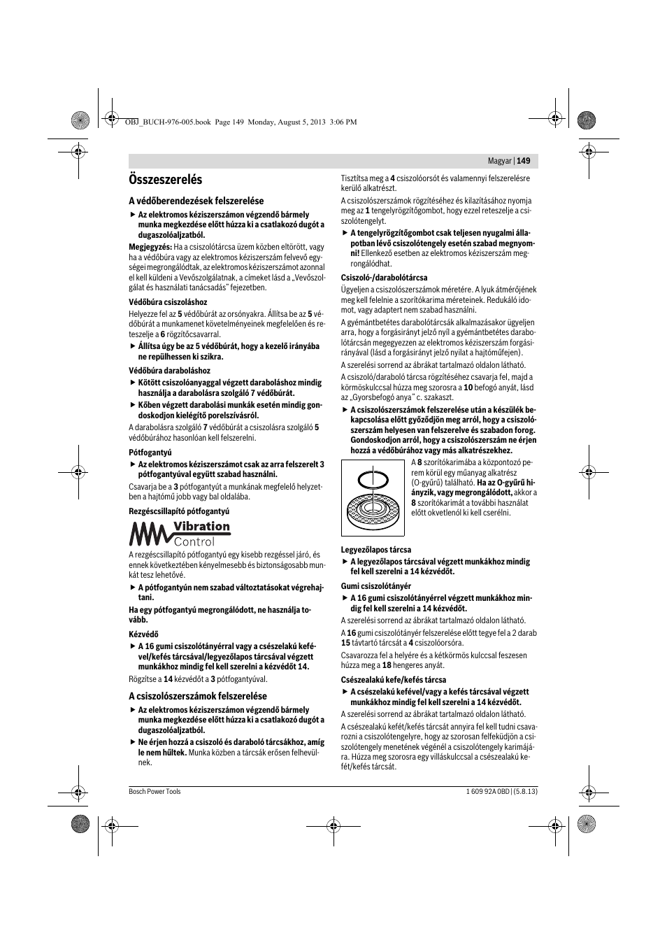 Összeszerelés | Bosch PWS 20-230 J User Manual | Page 149 / 267