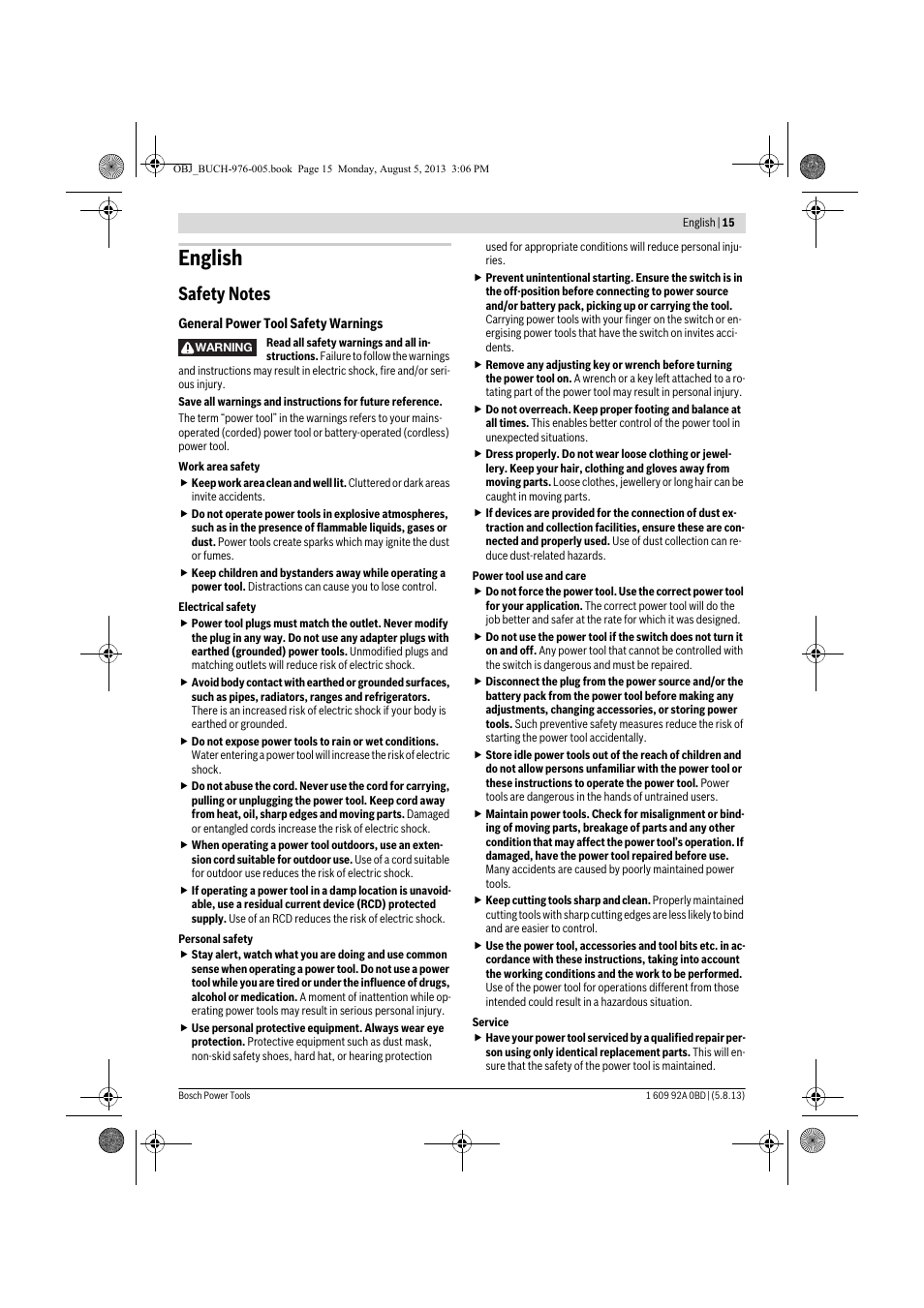 English | Bosch PWS 20-230 J User Manual | Page 15 / 267