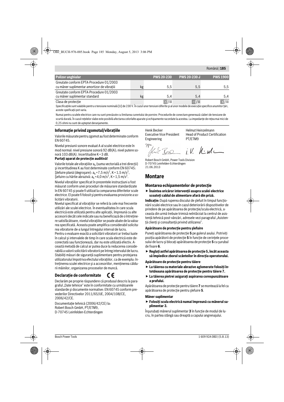 Montare | Bosch PWS 20-230 J User Manual | Page 185 / 267