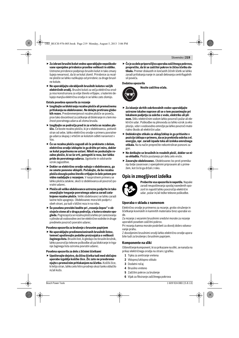 Opis in zmogljivost izdelka | Bosch PWS 20-230 J User Manual | Page 219 / 267